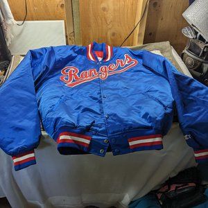 Diamond Collection Starter MLB Adult XL Texas Rangers Satin BOMBER JACKET 1980'S